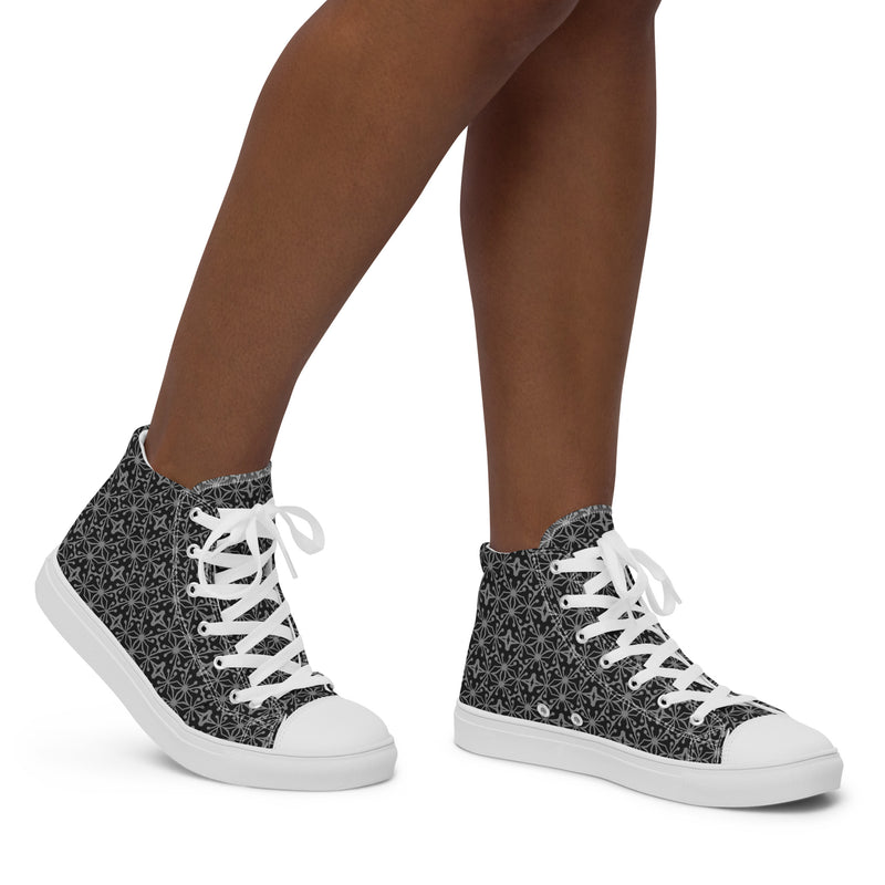Black Lace High Top #177 - Opposite Side | HA!LO Canvas Sneakers