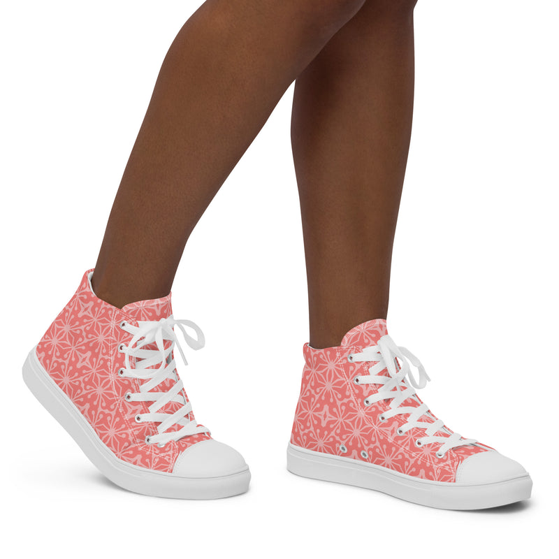 Coral Geometric High Top #180 - Opposite Side | HA!LO Canvas Sneakers