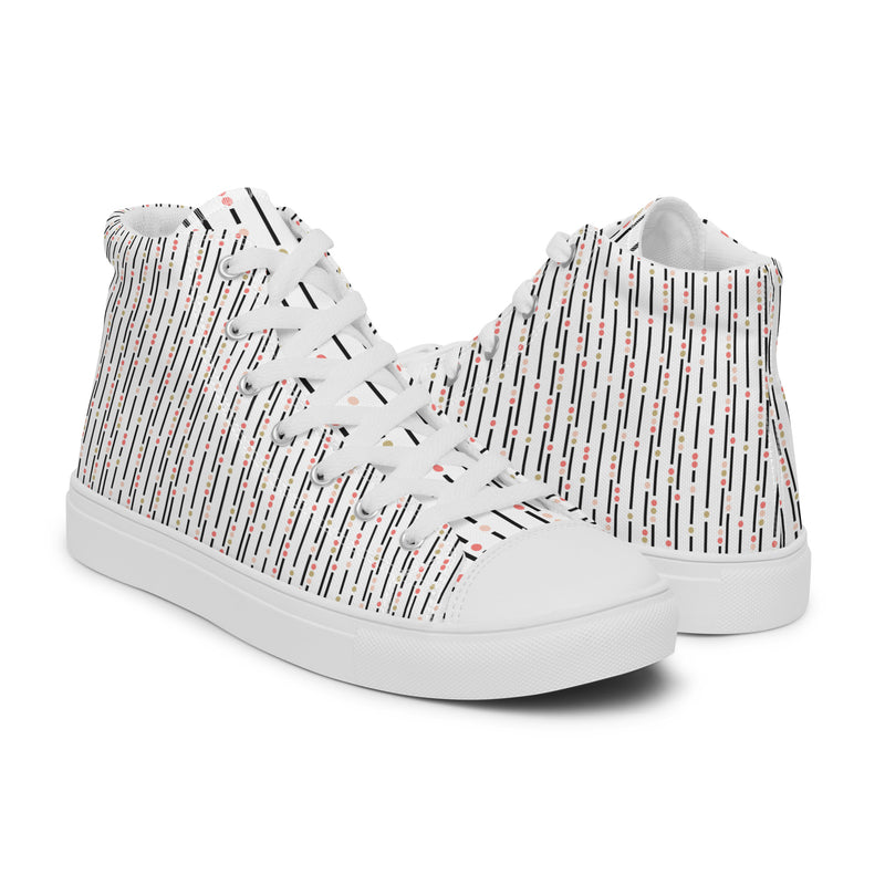 Black Stripe High Top #181 - Top Down View | HA!LO Canvas Sneakers