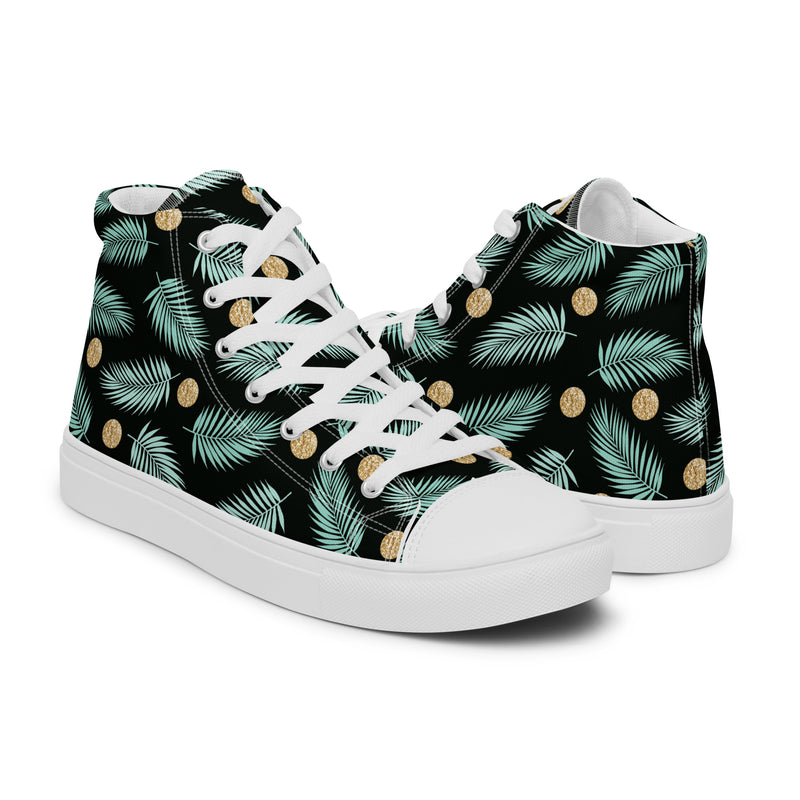 Tropical Palm High Top #184 - Top Down View | HA!LO Canvas Sneakers