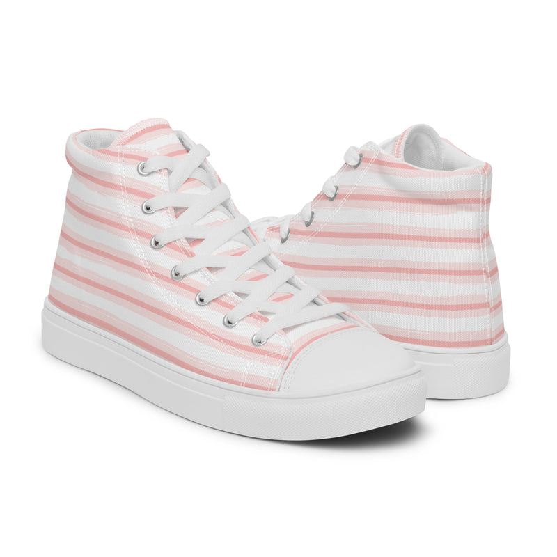 Coral Stripe High Top #188 - Top Down View | HA!LO Canvas Sneakers