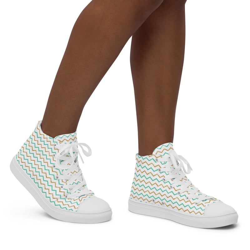 Mint Chevron High Top #189 - Opposite Side | HA!LO Canvas Sneakers