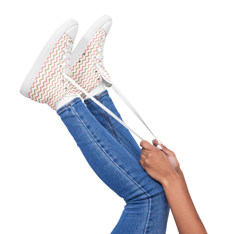 Pink Chevron Wave High Top #191 - Sole Detail | HA!LO Canvas Sneakers