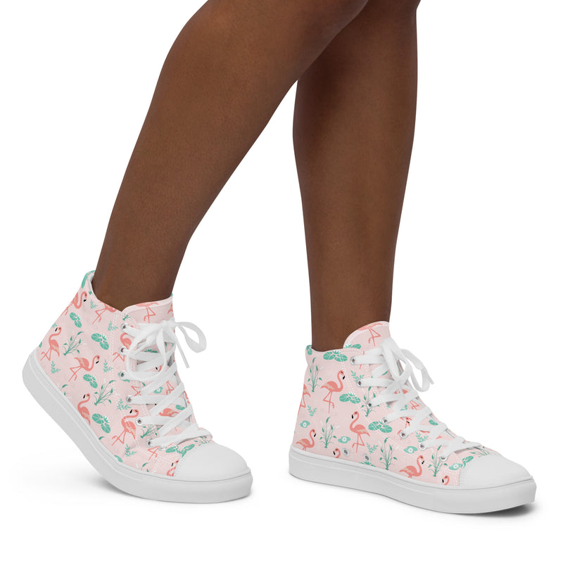 Pink Flamingo High Top #183 - Opposite Side | HA!LO Canvas Sneakers