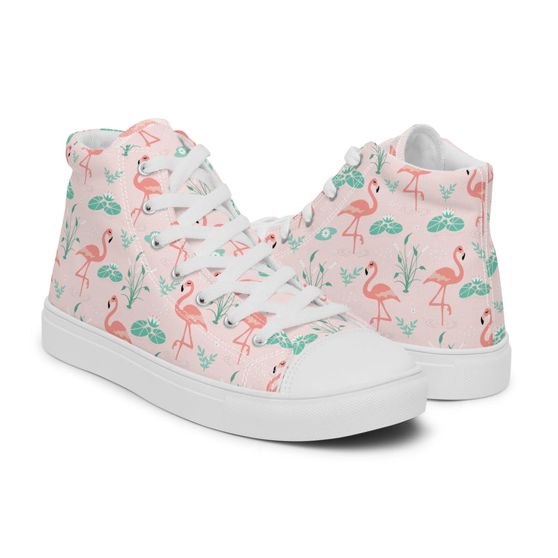 Pink Flamingo High Top #183 - Lifestyle Shot | HA!LO Canvas Sneakers