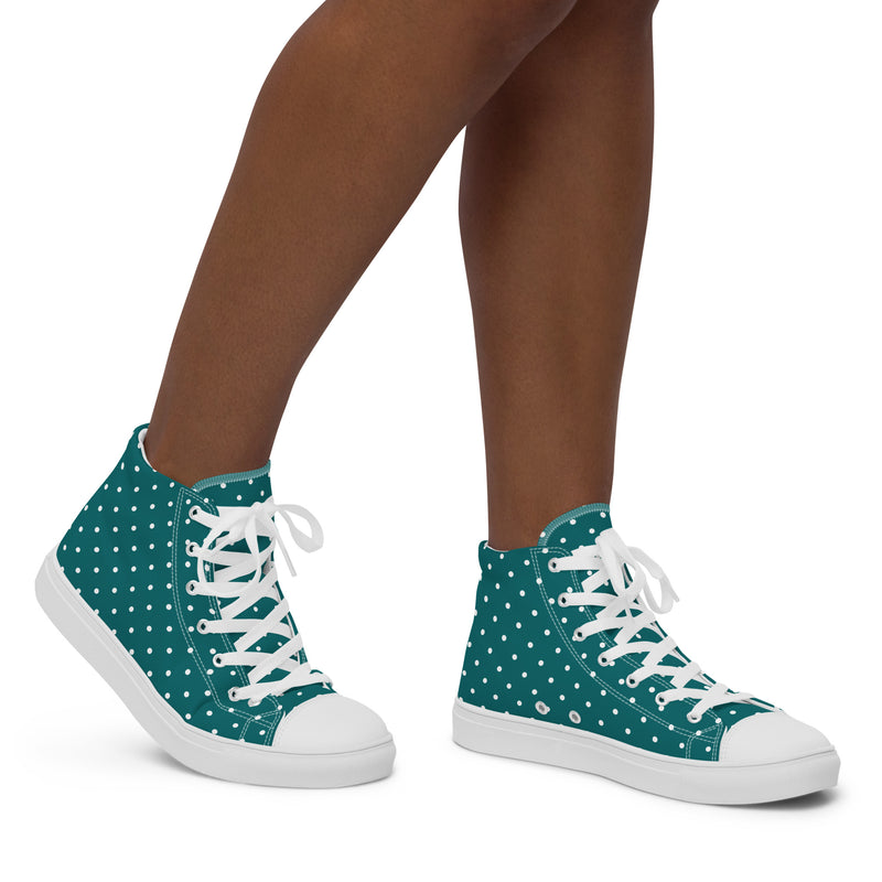 Dark Teal Dot High Top #200 - Opposite Side | HA!LO Canvas Sneakers