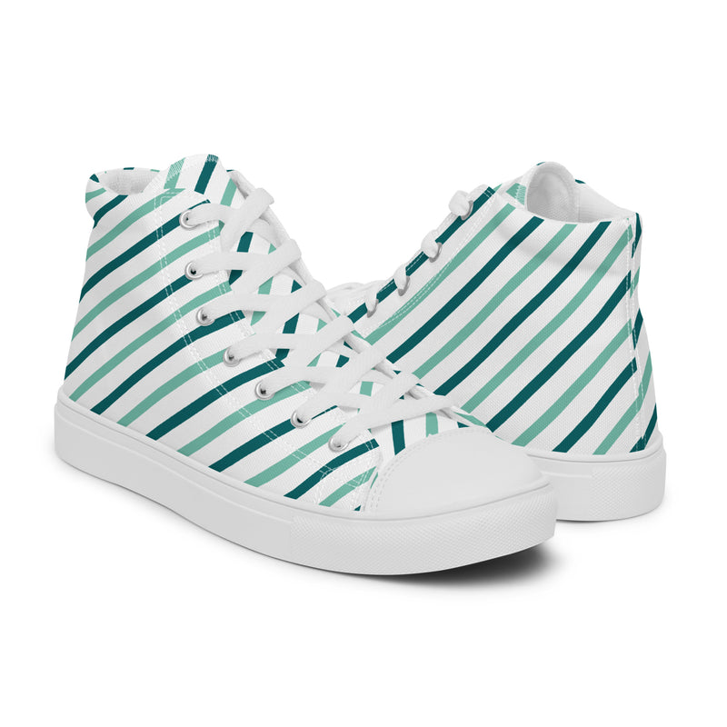 Green Stripe High Top #202 - Top Down View | HA!LO Canvas Sneakers