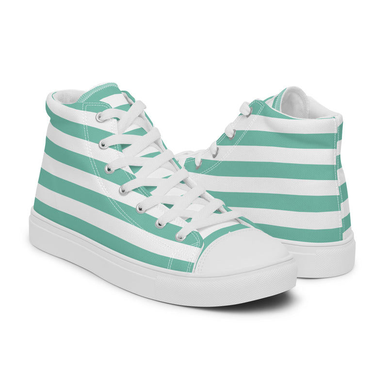 Mint Stripe High Top #206 - Top Down View | HA!LO Canvas Sneakers