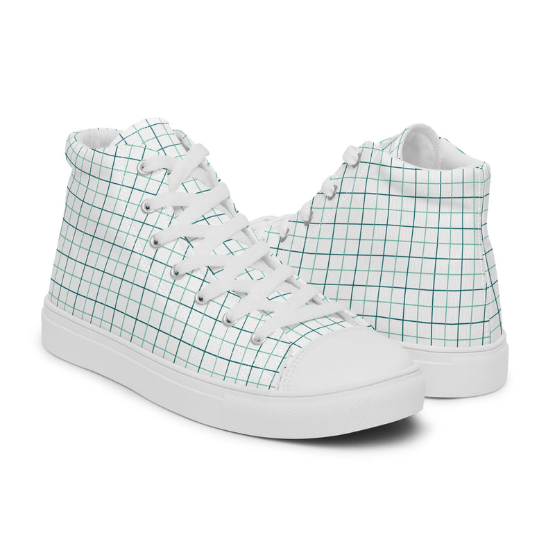 Mint Grid High Top #208 - Top Down View | HA!LO Canvas Sneakers