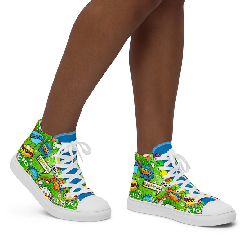 Green Comic High Top #211 - Opposite Side | HA!LO Canvas Sneakers