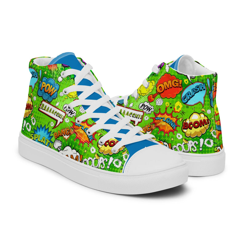 Green Comic High Top #211 - Top Down View | HA!LO Canvas Sneakers