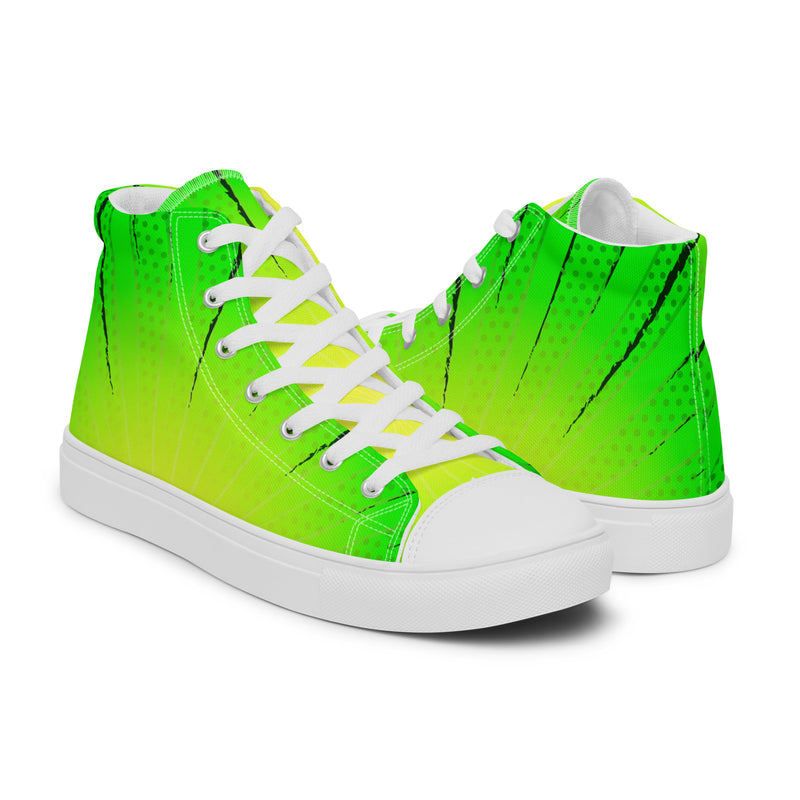 Neon Green High Top #214 - Top Down View | HA!LO Canvas Sneakers