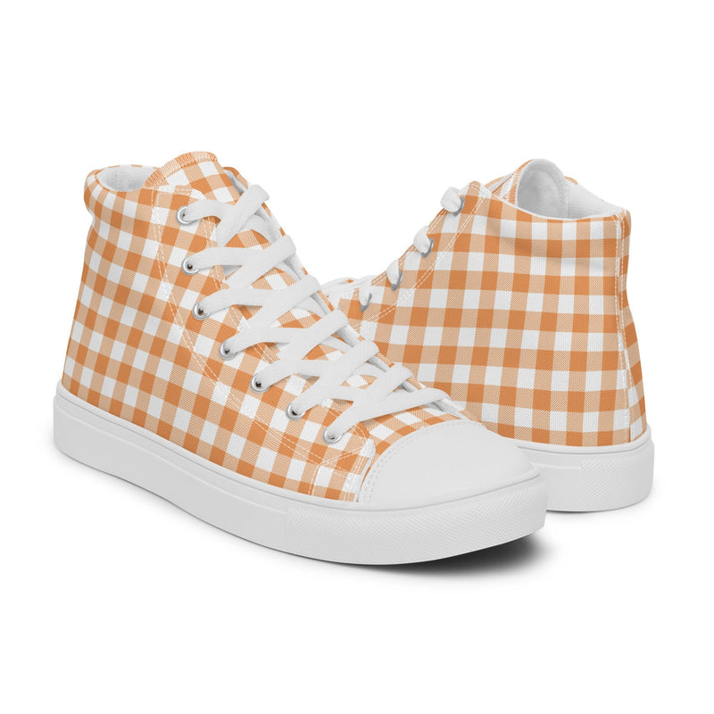 Peach Gingham High Top #220 - Top Down View | HA!LO Canvas Sneakers