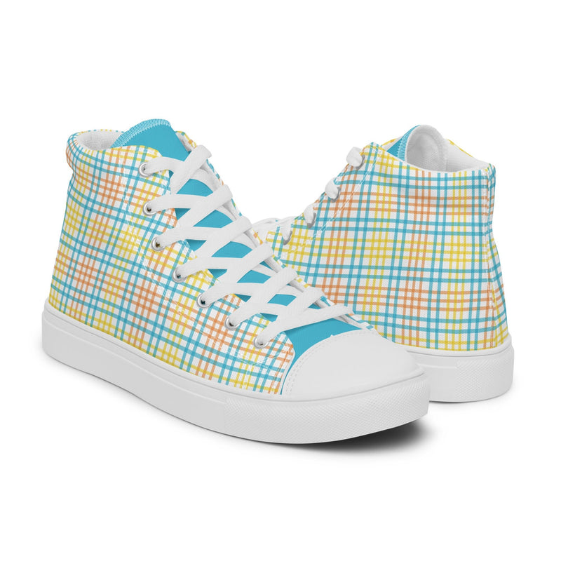 Pastel Plaid High Top #224 - Top Down View | HA!LO Canvas Sneakers