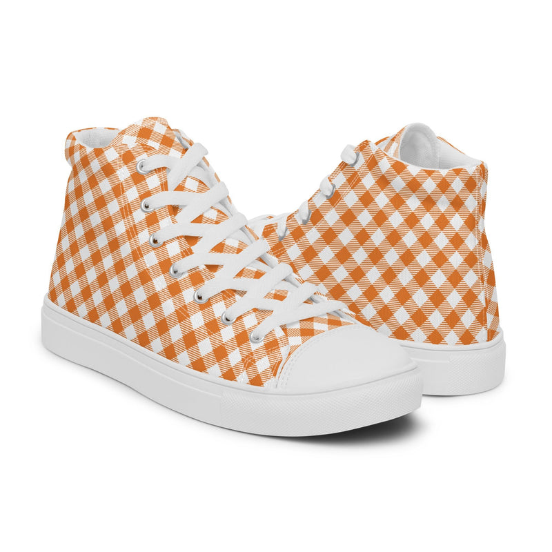 Orange Gingham High Top #226 - Top Down View | HA!LO Canvas Sneakers