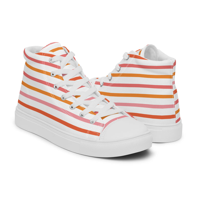 Orange Stripe High Top #237 - Top Down View | HA!LO Canvas Sneakers
