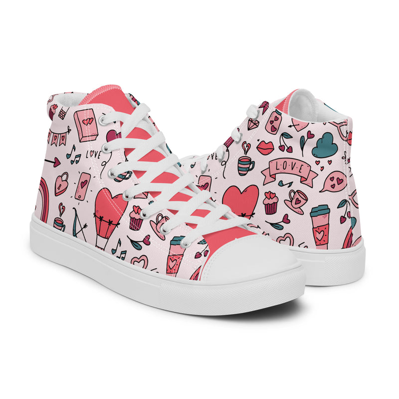 Valentine Doodle High Top #267 - Top Down View | HA!LO Canvas Sneakers