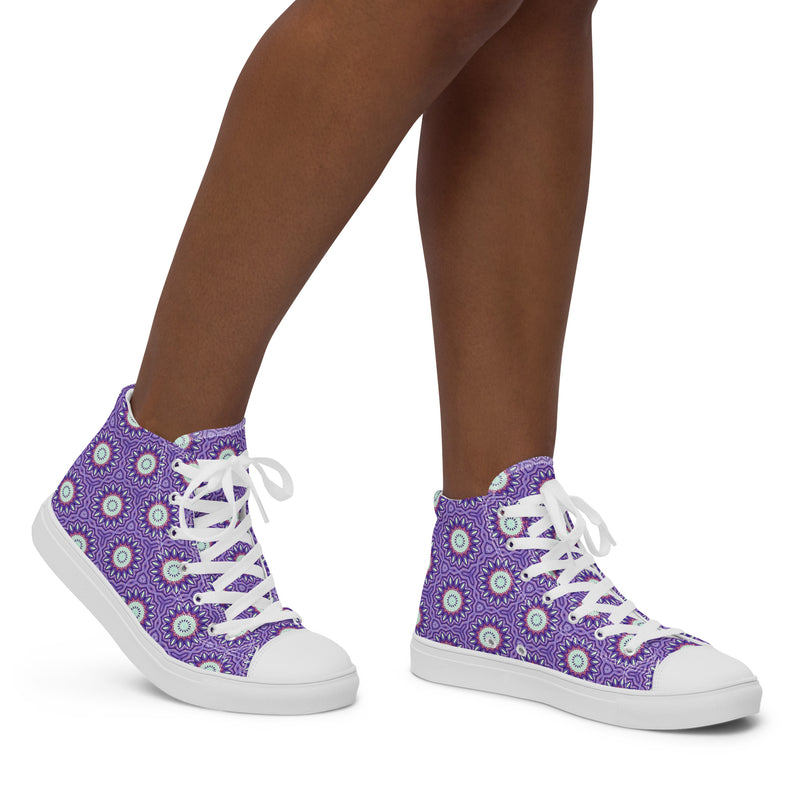 Purple Mandala High Top #251 - Opposite Side | HA!LO Canvas Sneakers