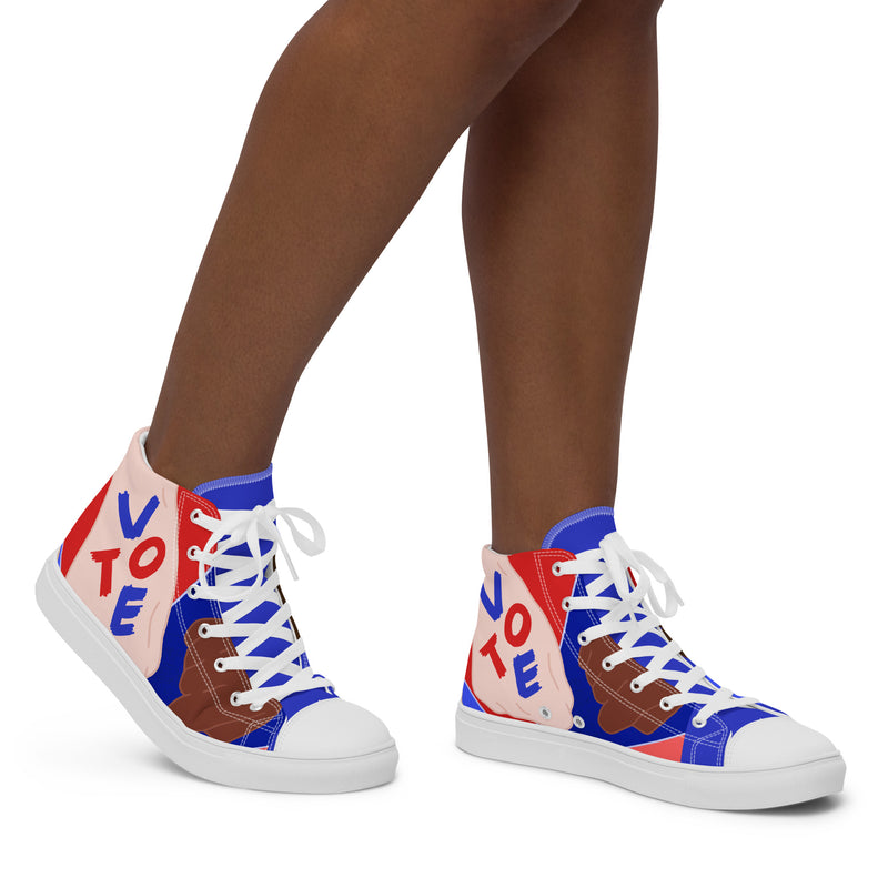 Vote Blue High Top #291 - Opposite Side | HA!LO Canvas Sneakers