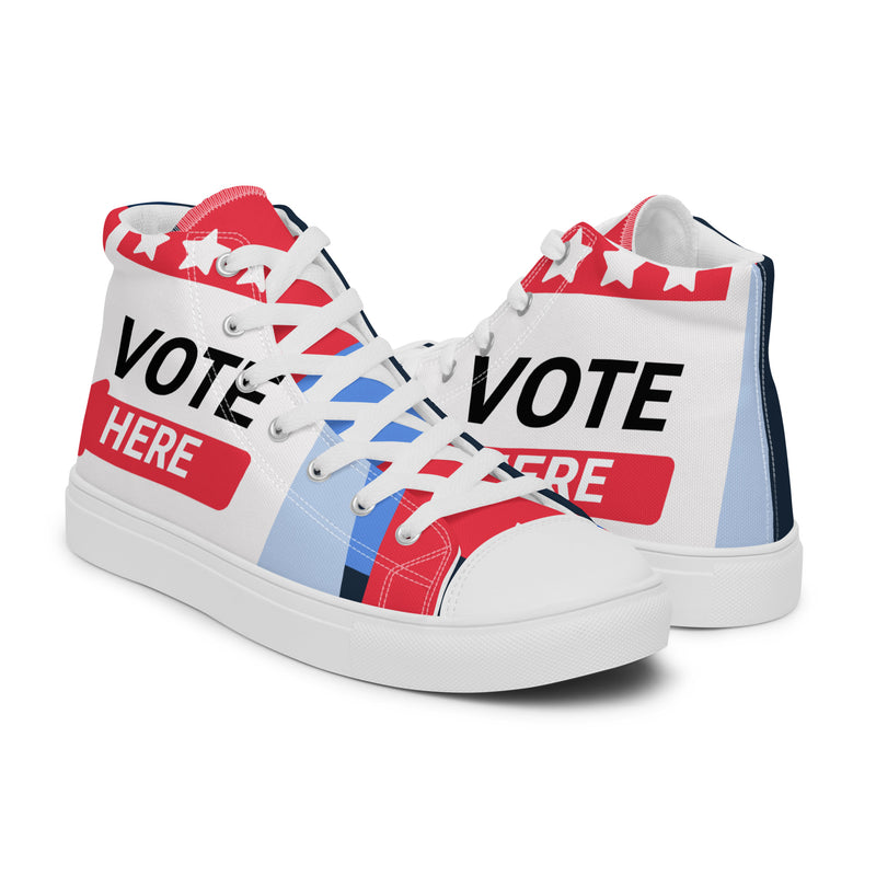 Vote Red High Top #296 - Top Down View | HA!LO Canvas Sneakers