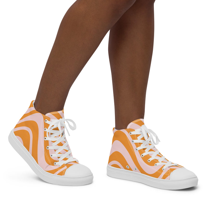 Orange Swirl High Top #302 - Opposite Side | HA!LO Canvas Sneakers