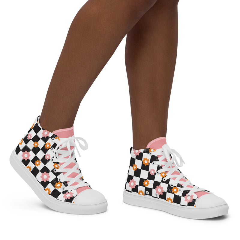 Checker Bloom High Top #304 - Opposite Side | HA!LO Canvas Sneakers