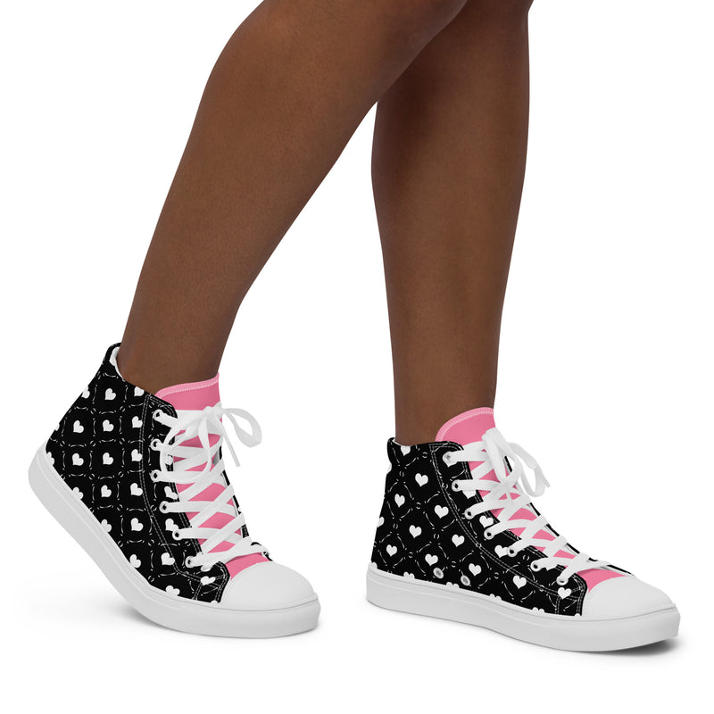Pink Heart High Top #319 - Opposite Side | HA!LO Canvas Sneakers