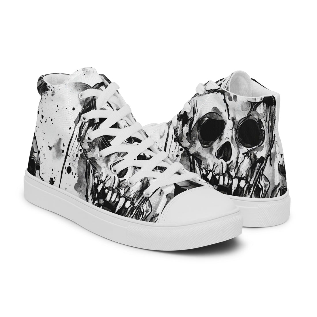 Women's Halloween Skull Splatter High Top Sneakers 340 - ShipSneakers.com