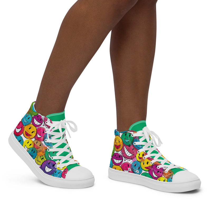 HA!LO Smiley Face #335 — Women’s Canvas High Top