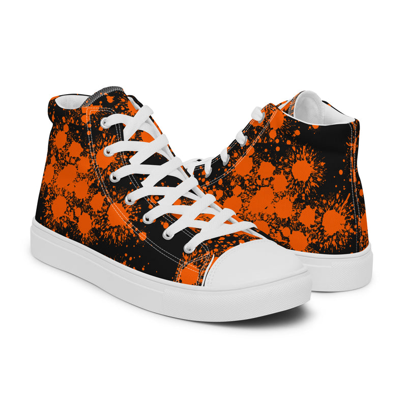 HA!LO Orange & Black Splatter #337 — Women’s Canvas High Top