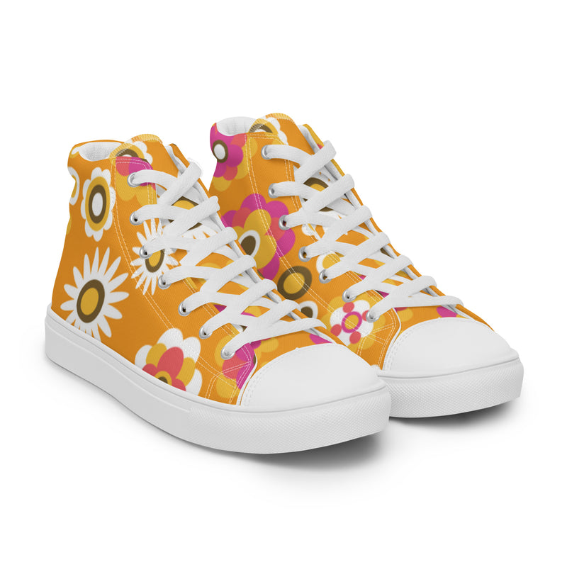 Sunflower Orange High Top #3 - Front View | HA!LO Canvas Sneakers