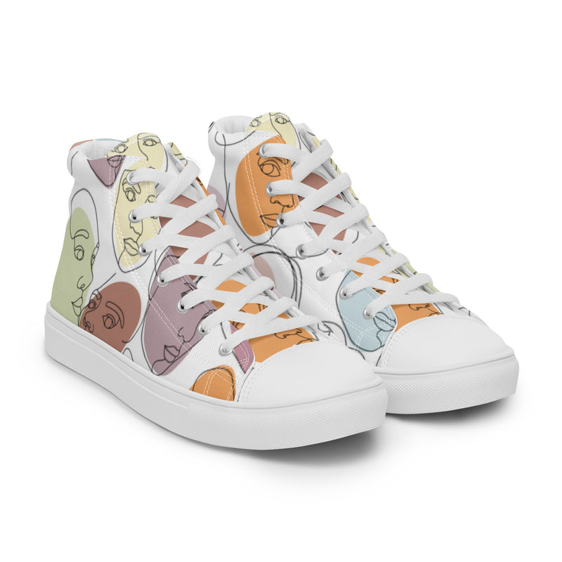 Abstract Face High Top #20 - Front View | HA!LO Canvas Sneakers