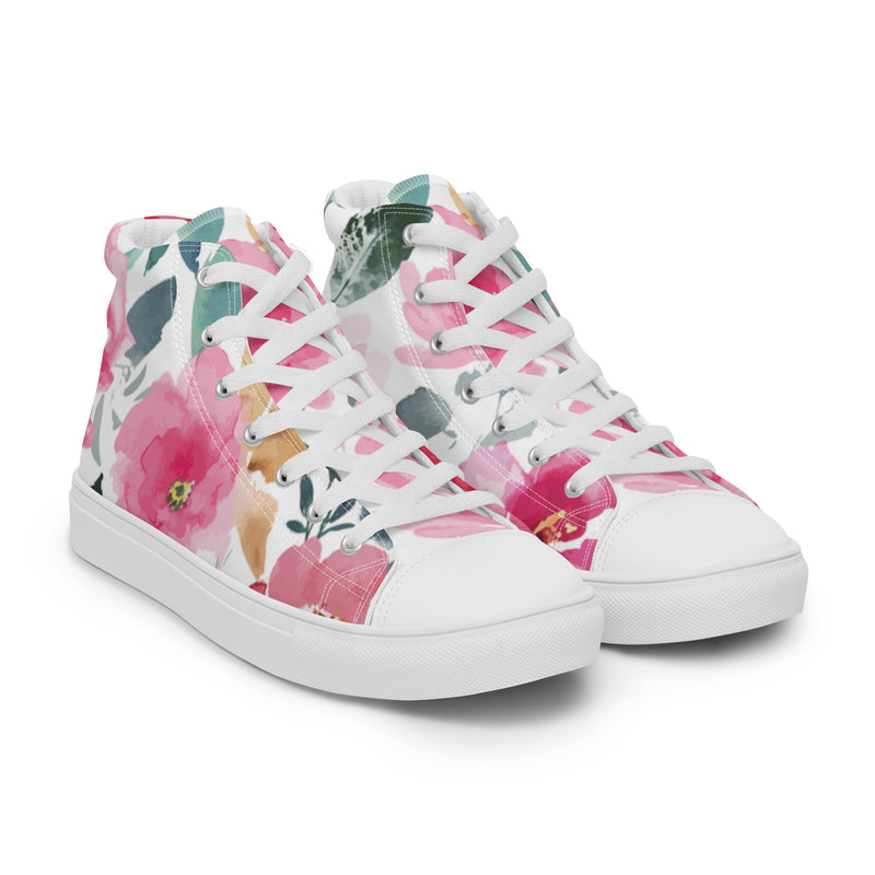 Watercolor Rose High Top #25 - Front View | HA!LO Canvas Sneakers