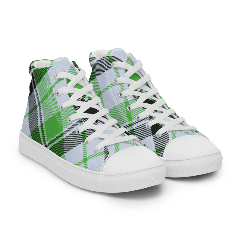 Green Argyle High Top #41 - Front View | HA!LO Canvas Sneakers