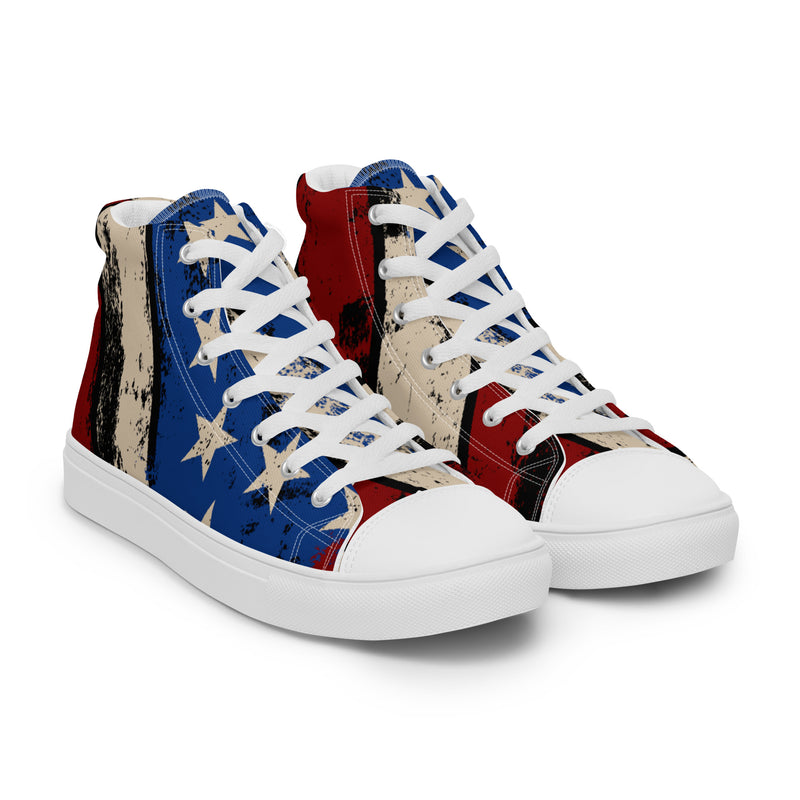 American Flag High Top #50 - Front View | HA!LO Canvas Sneakers