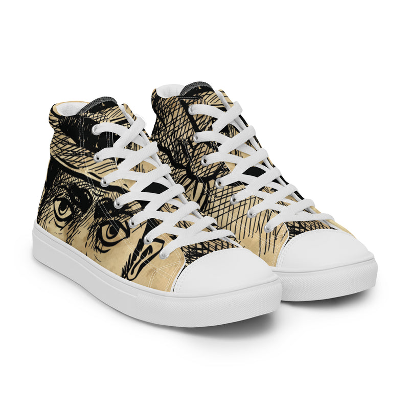 Vintage Portrait High Top #52 - Front View | HA!LO Canvas Sneakers