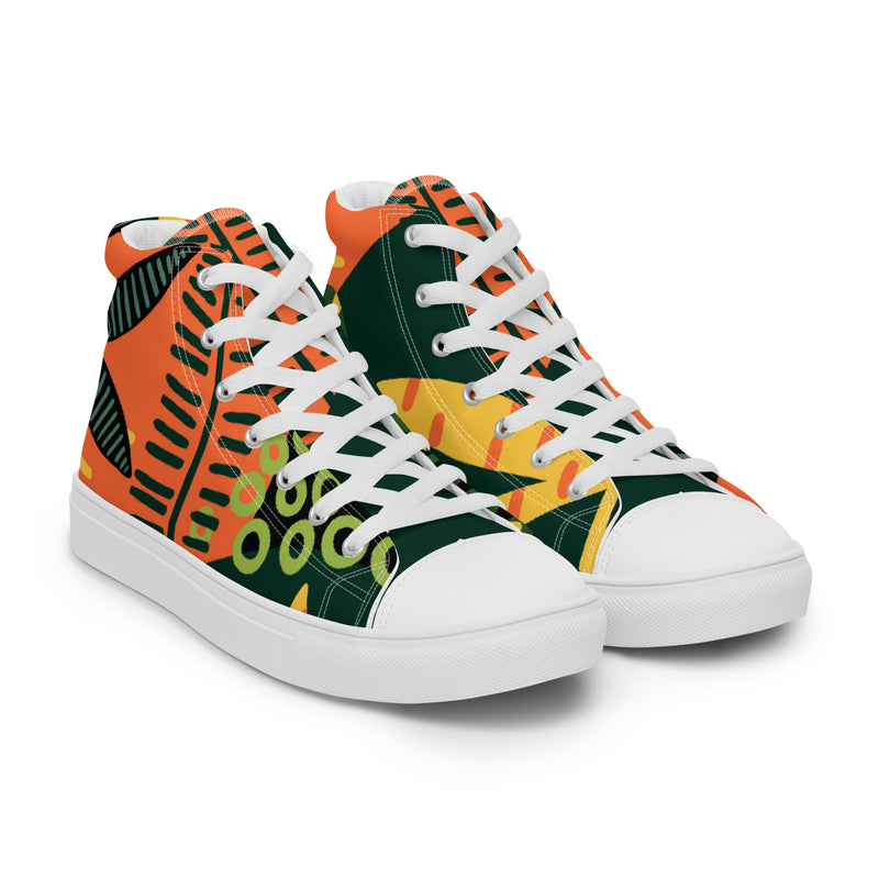 African Print High Top #55 - Front View | HA!LO Canvas Sneakers