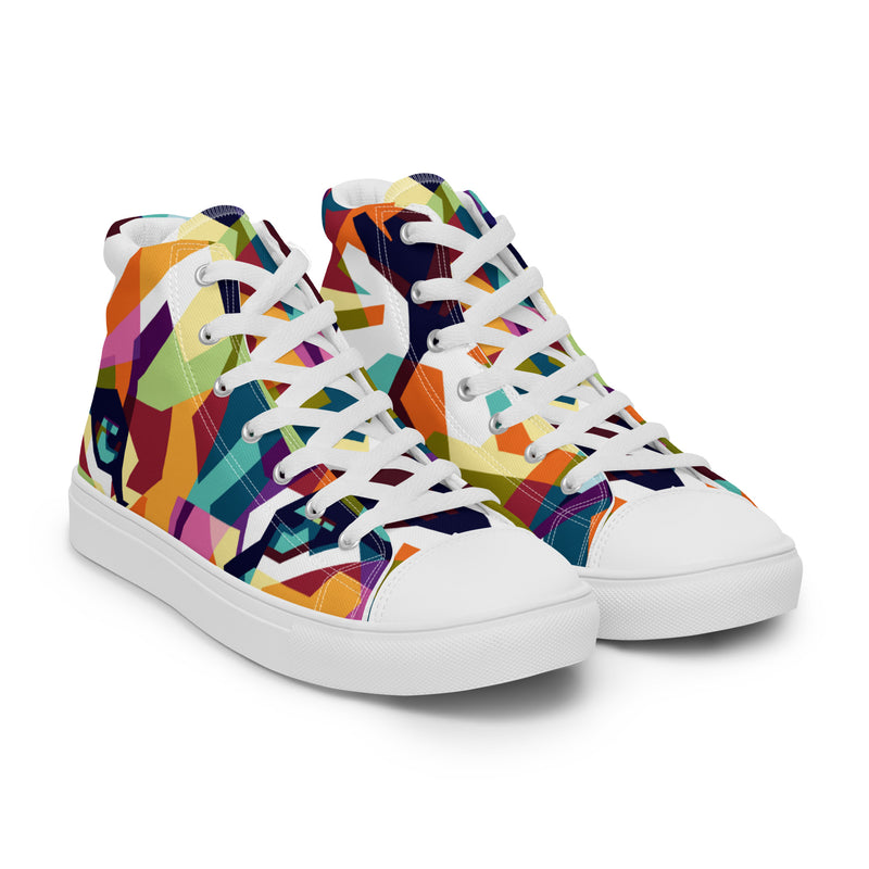 Geometric Mosaic High Top #56 - Front View | HA!LO Canvas Sneakers