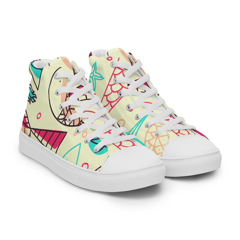 Retro Doodle High Top #66 - Front View | HA!LO Canvas Sneakers