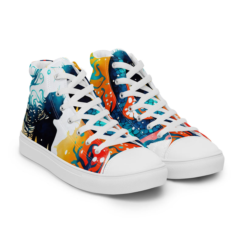 Ocean Wave High Top #75 - Front View | HA!LO Canvas Sneakers
