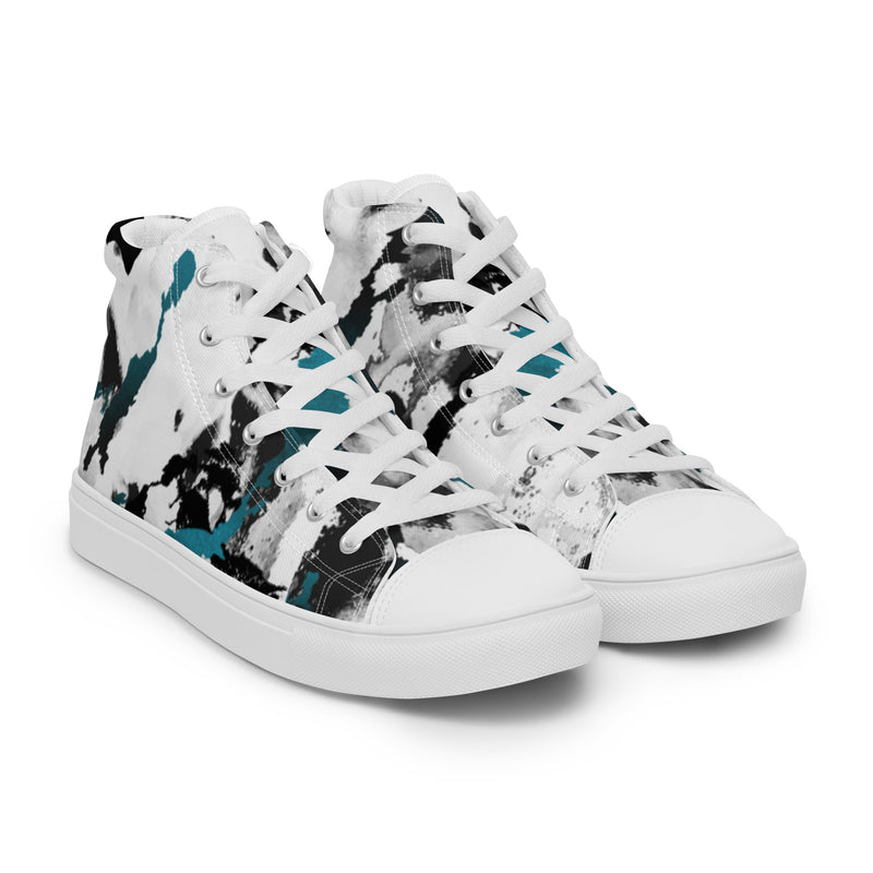 Teal Splash High Top #92 - Front View | HA!LO Canvas Sneakers