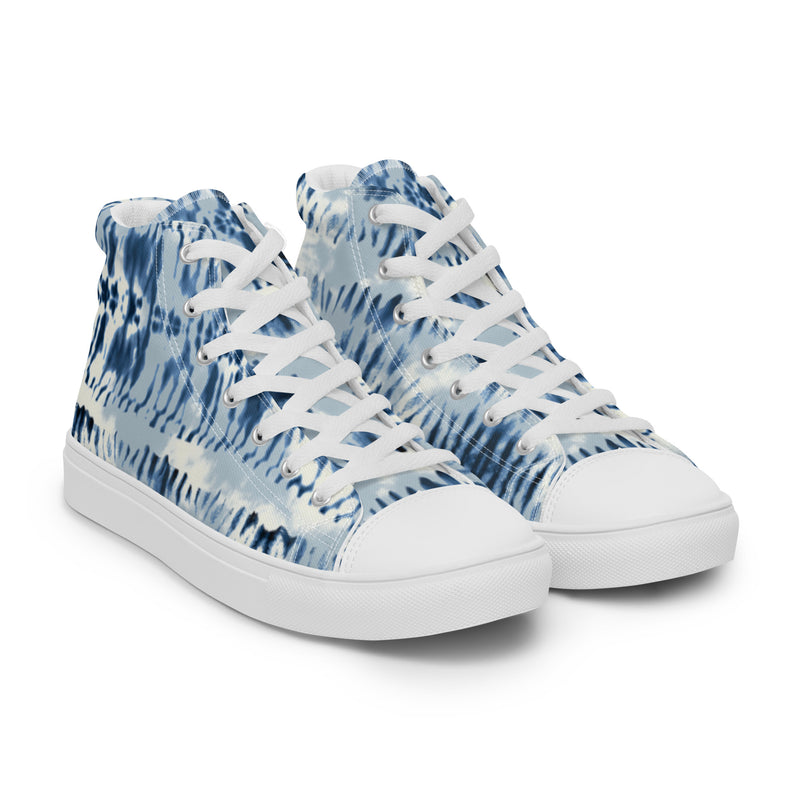 Blue Tie Dye High Top #98 - Front View | HA!LO Canvas Sneakers