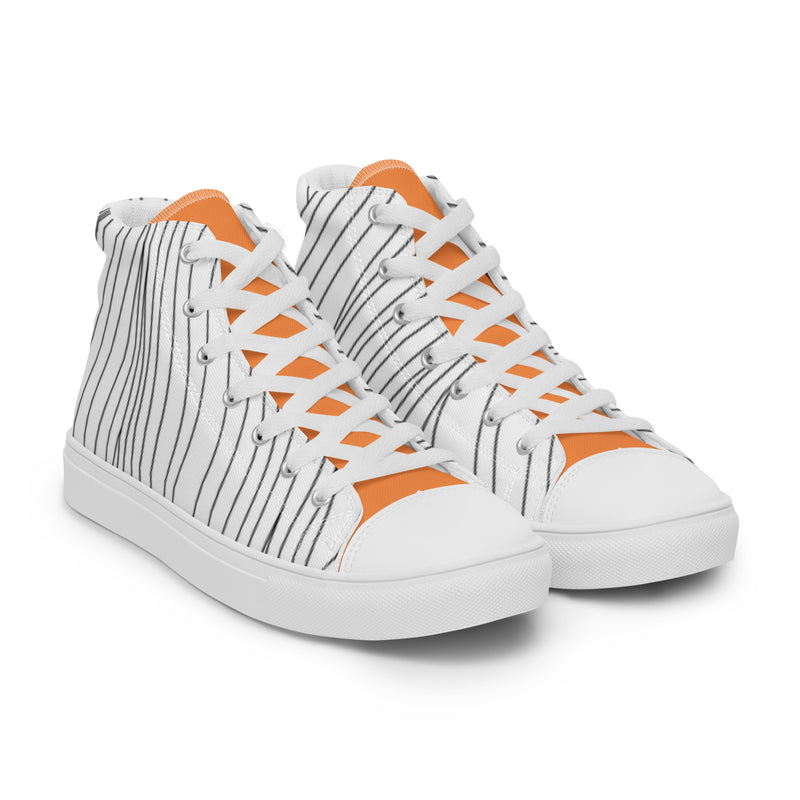 Orange Pinstripe High Top #99 - Front View | HA!LO Canvas Sneakers