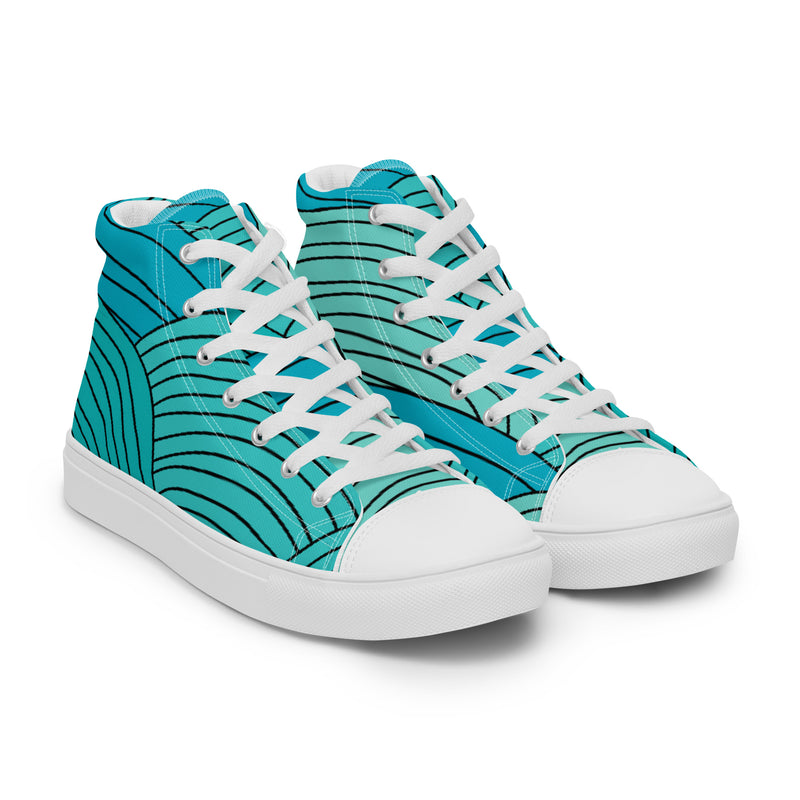 Teal Ribbed High Top #108 - Front View | HA!LO Canvas Sneakers