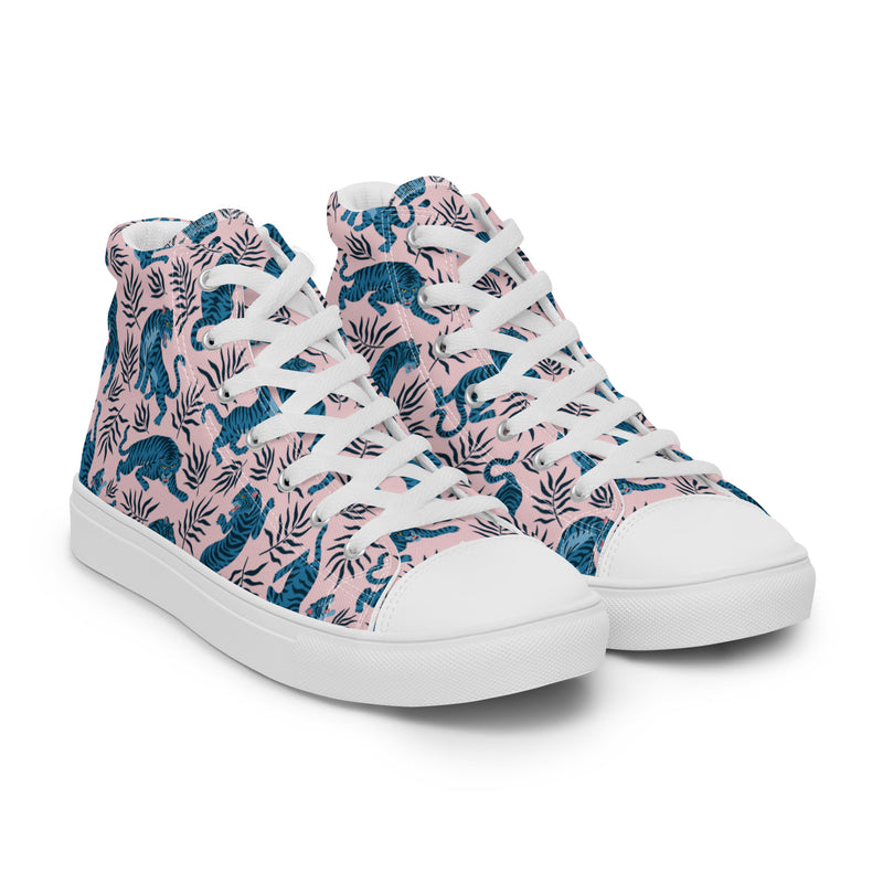 Blue Tropical High Top #115 - Front View | HA!LO Canvas Sneakers
