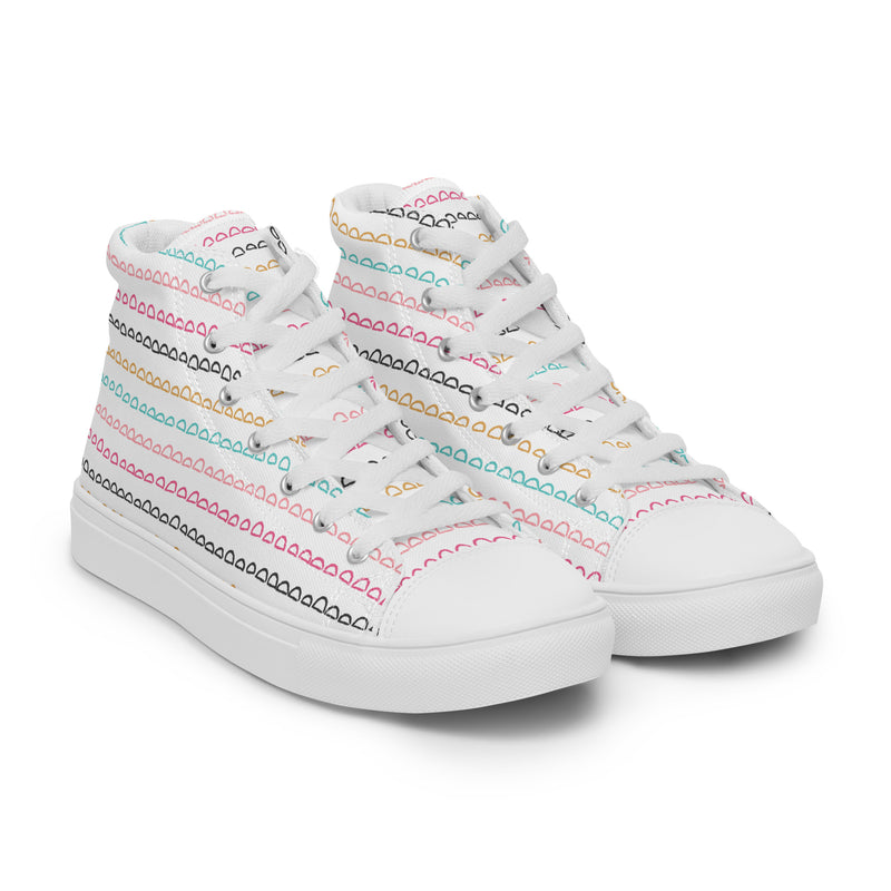 Pink Stitch Row High Top #128 - Front View | HA!LO Canvas Sneakers