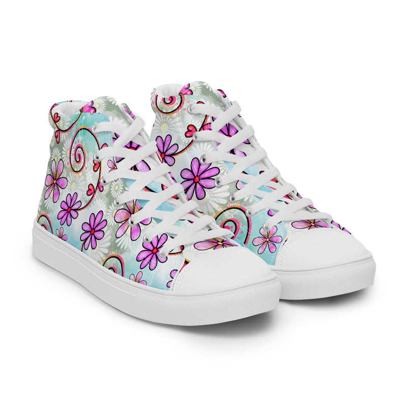 Spring Daisy High Top #152 - Front View | HA!LO Canvas Sneakers