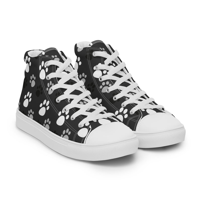 Black Paw High Top #159 - Front View | HA!LO Canvas Sneakers