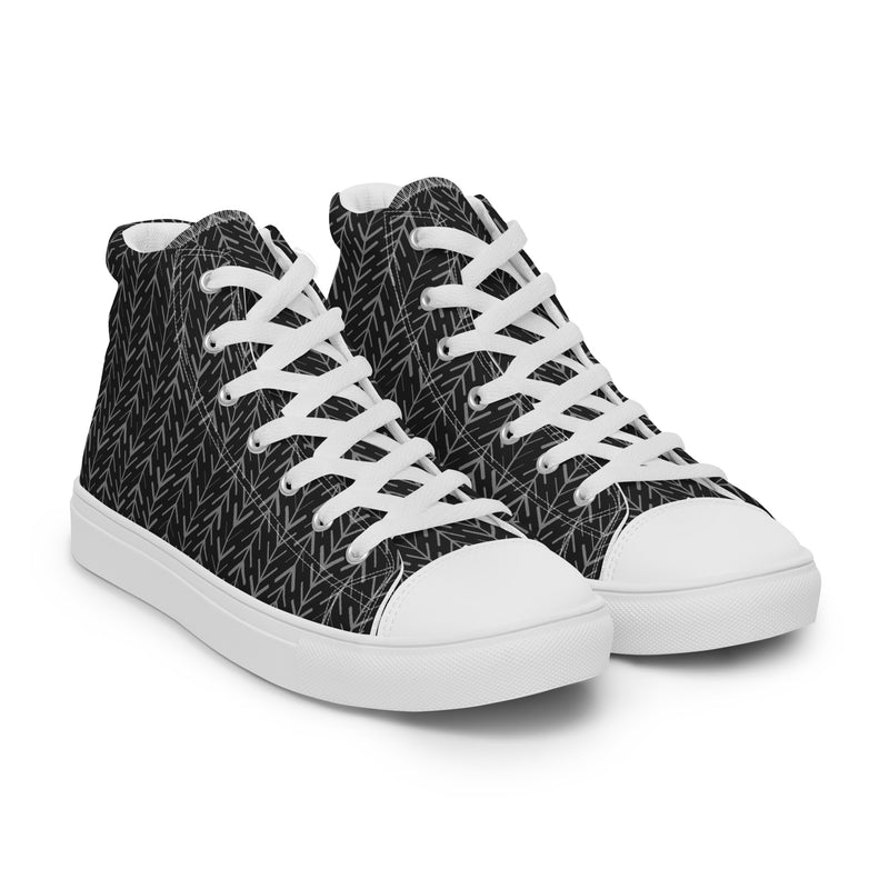 Dark Herringbone High Top #172 - Front View | HA!LO Canvas Sneakers