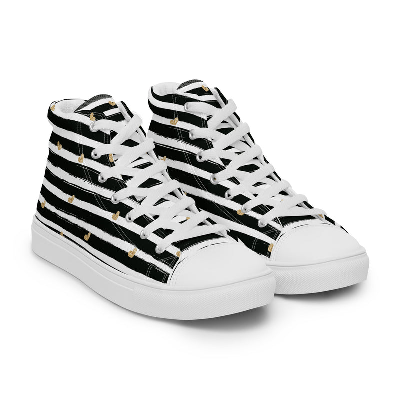Gold Stripe High Top #187 - Front View | HA!LO Canvas Sneakers